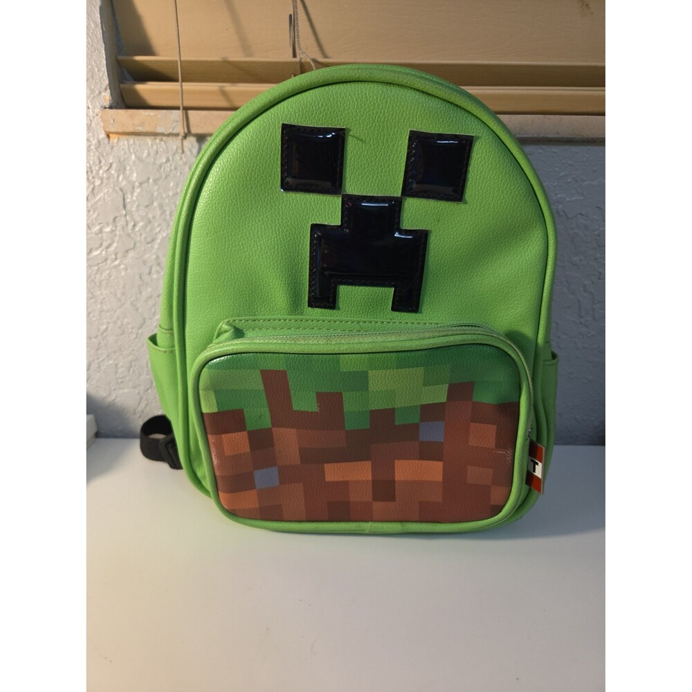 Minecraft Creeper Bioworld Mini Backpack Green Black Used 11 in tall
